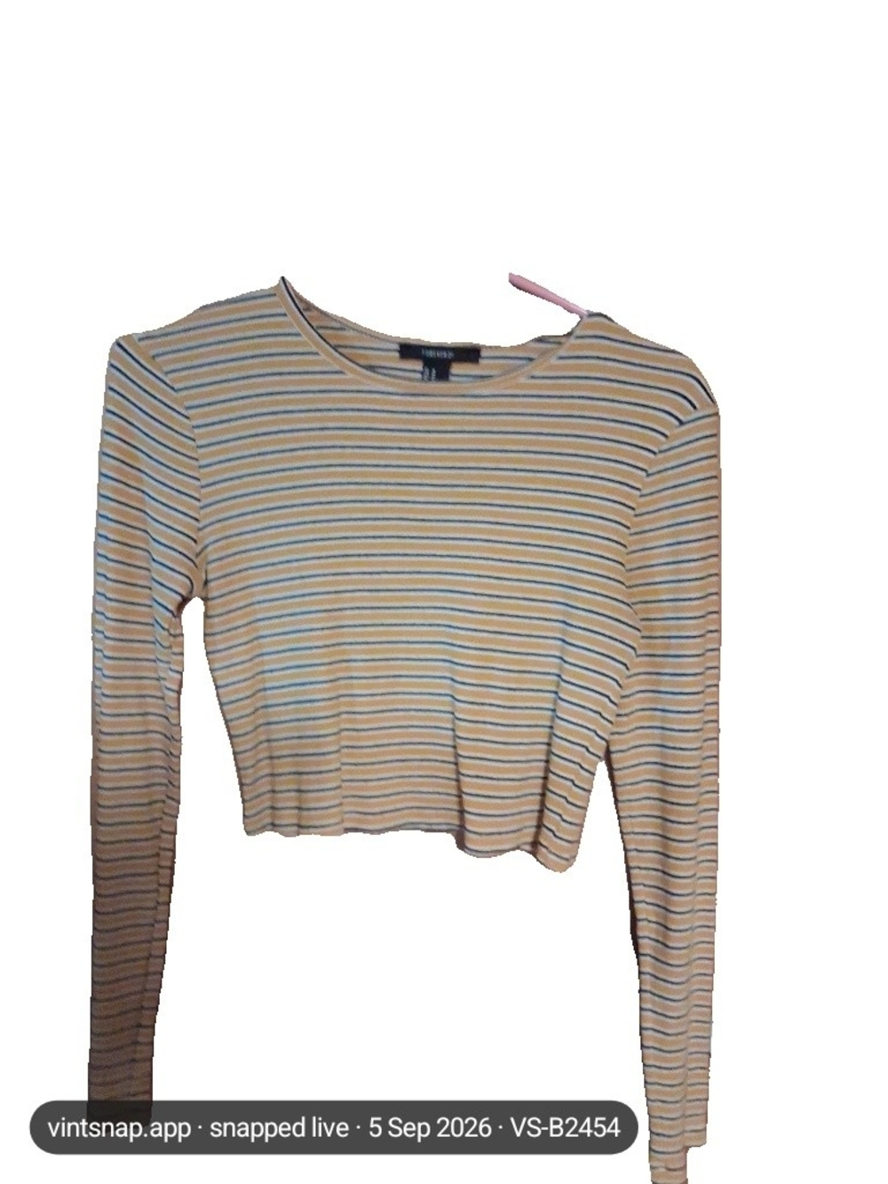 Forever 21 Yellow Striped Long-Sleeve Crop Top